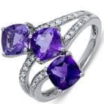 انگشتر طلا سفید با نگین آمتیس و الماس تراش برلیان مدل:rsf1071  