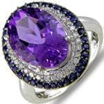 انگشتر جواهر آمتیس، یاقوت کبود و الماس تراش برلیان مدل:rsf1081  