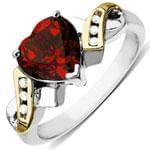 انگشتر طلا زرد و سفید با نگین گارنت و الماس تراش برلیان مدل:rsf1090  