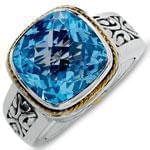 انگشتر طلا سفید با نگین توپاز آبی مدل:rsf1096  