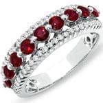 انگشتر طلا سفید با نگین یاقوت قرمز و الماس تراش برلیان مدل:rsf1097  