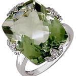 انگشتر طلا سفید با نگین زبرجد و الماس تراش برلیان مدل:rsf1099  