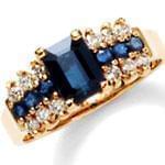 انگشتر طلا زرد با نگین یاقوت کبود و الماس تراش برلیان مدل:rsf1100  