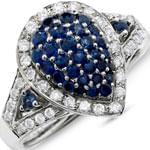 انگشتر طلا سفید با نگین یاقوت کبود و الماس تراش برلیان مدل:rsf1101  