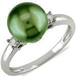 انگشتر طلا سفید با نگین مروارید و الماس تراش برلیان مدل:rsf1102  