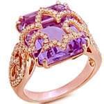 انگشتر آمتیس و الماس تراش برلیان با طلای رز گلد مدل:rsf1105  