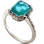 انگشتر طلا سفید با نگین توپاز آبی و الماس تراش برلیان مدل:rsf1106  