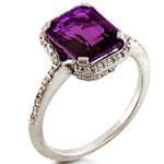 انگشتر طلا سفید با نگین آمتیس و الماس تراش برلیان مدل:rsf1110  