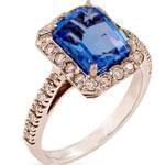 انگشتر طلا سفید با نگین یاقوت کبود و الماس تراش برلیان مدل:rsf1112  