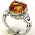 انگشتر طلا سفید با نگین سیترین مدل:rsf1122  