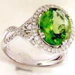 انگشتر طلا سفید با نگین زبرجد مدل:rtf1027  