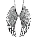 آویز طلا سفید با نگین الماس تراش برلیان طرح بال مدل:ndf1106