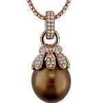 آویز طلای رزگلد با نگین مروارید و برلیان مدل:pdf1018  