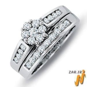 حلقه زنانه طلا سفید با نگین الماس مدل : RwDF1061 