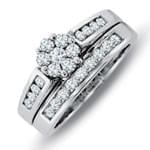 حلقه زنانه طلا سفید با نگین الماس مدل : RwDF1061 