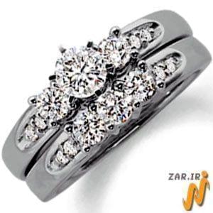حلقه زنانه طلا سفید با نگین الماس : مدل RwDF1063