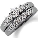 حلقه زنانه طلا سفید با نگین الماس تراش برلیان : مدل RwDF1063