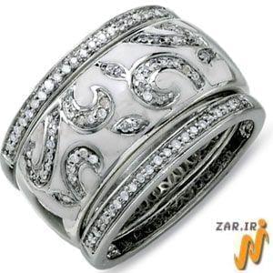 حلقه زنانه طلا سفید با نگین الماس مدل : RwDF1066 
