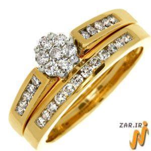 حلقه زنانه طلا زرد با نگین الماس مدل : RwDF1067 