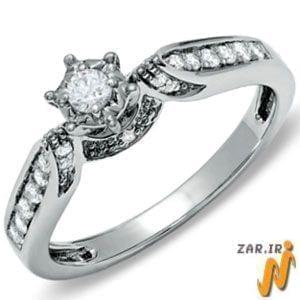  حلقه زنانه طلا سفید با نگین الماس مدل : RwDF1068 