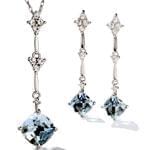 نیم ست طلا سفید با نگین توپاز و برلیان مدل: hsdf1054 