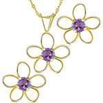 نیم ست طلا زرد با نگین آمتیس مدل: hsdf1056 