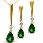 نیم ست طلا زرد با نگین زمرد مدل: hsdf1063 