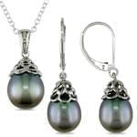 نیم ست طلا سفید با نگین مروارید مدل: hsdf1069