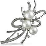 سنجاق سینه طلا سفید با نگین مروارید مدل: bdf1047