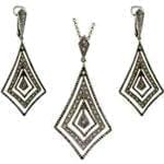 نیم ست طلا سفید با نگین الماس مدل: hsdf1071