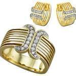 نیم ست طلا زرد با نگین الماس مدل: hsdf1072 