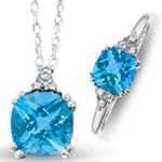 نیم ست طلا سفید با نگین توپاز و الماس مدل: hsdf1073