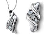 نیم ست طلا سفید با نگین الماس مدل: hsdf1074