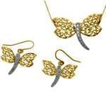 نیم ست طلا زرد و سفید با  نگین الماس مدل: hsdf1075 