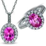 نیم ست طلا سفید با نگین تورمالین و الماس مدل: hsdf1076