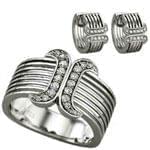 نیم ست طلا سفید با نگین الماس مدل: hsdf1081