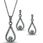 نیم ست طلا سفید با نگین الماس مدل: hsdf1089