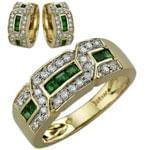 نیم ست طلا زرد با نگین زمرد و الماس مدل: hsdf1090 