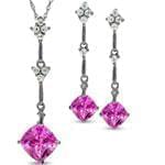 نیم ست طلا سفید با نگین تورمالین و توپاز مدل: hsdf1091