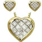 نیم ست طلا زرد با نگین الماس مدل: hsdf1095 