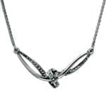 گردنبند طلا سفید با نگین الماس مدل: ndf1166