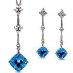 نیم ست طلا سفید با نگین توپاز مدل:hsdf1100