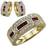 نیم ست طلا زرد با نگین یاقوت و برلیان مدل:hsdf1103