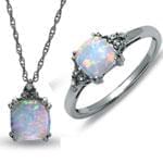 نیم ست طلا سفید با نگین اپال مدل:hsdf1109