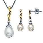 نیم ست طلا سفید و زرد با نگین مروارید مدل:hsdf1111