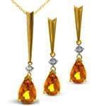 نیم ست طلا زرد با نگین سیترین مدل:hsdf1113