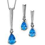 نیم ست طلا سفید با نگین توپاز مدل:hsdf1117