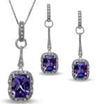 نیم ست طلا سفید با نگین آمتیس مدل:hsdf1119