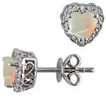 گوشواره طلا سفید با نگین اپال و برلیان مدل: edf1099