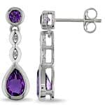 گوشواره طلا سفید با نگین آمتیس مدل: edf1102